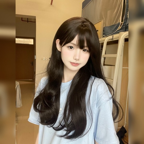Starway wig female long hair long curly black brown daily summer sweet girl girl group lolita full headgear style