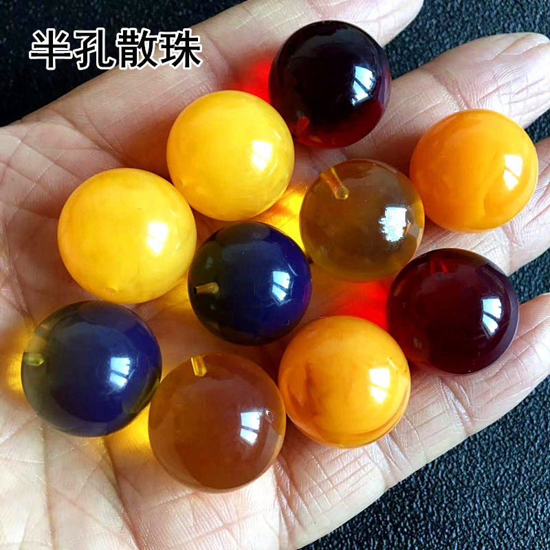 Beeswax Round Bead Half Hole Lamper Scattered Bead Earrings Inlaid Pendant DIY Bead 20mm Pendant Jewelry Accessories Second Generation