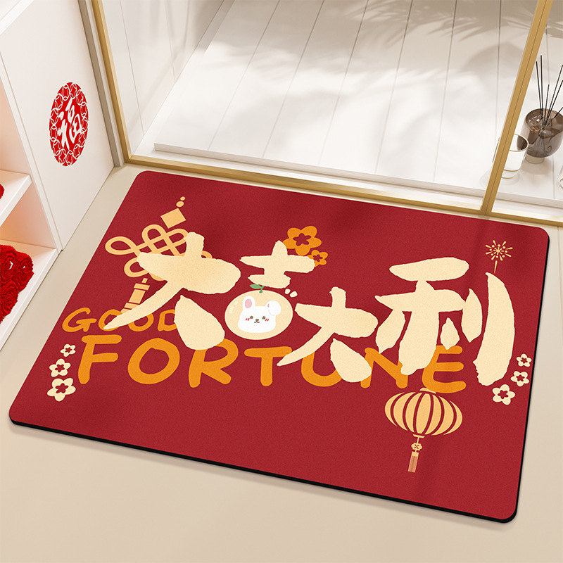 Baño de barro de diatomeas alfombra de suelo de absorción de agua Año Nuevo Festival de Primavera inodoro puerta inodoro antideslizante alfombra de boda alfombra festiva