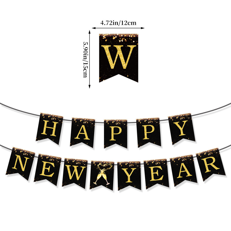 クロスボーダー新年箔押し旗2023新年元日パーティー装飾紙横断幕卸売り|undefined