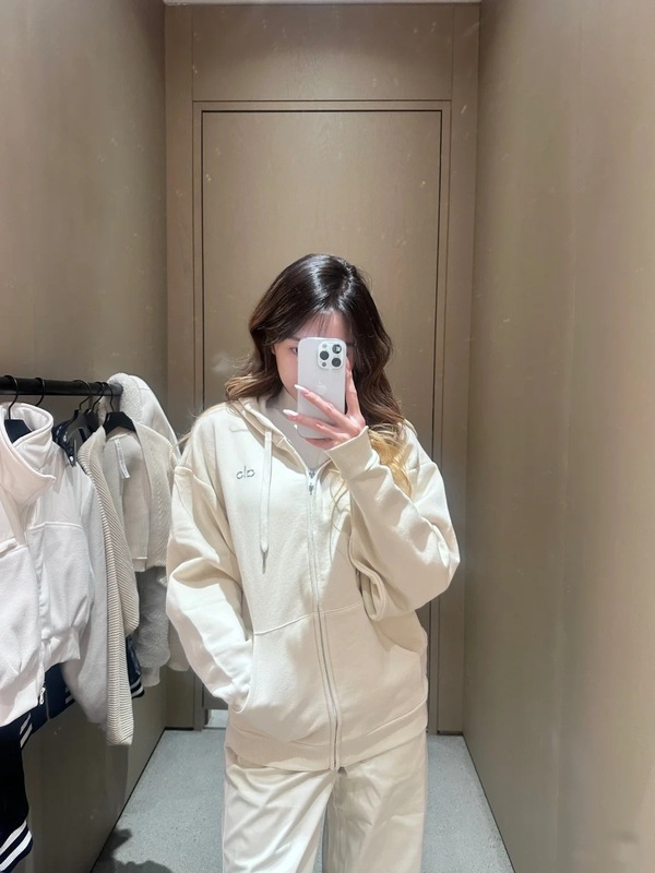 2025春秋款Alo立体LOGO运动连帽卫衣外套男女同款休闲风外搭新|undefined