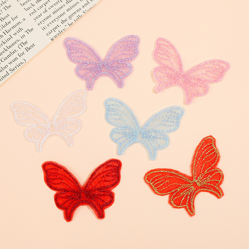 Embroidered Tulle Butterfly Stickers Decorative Mesh Fabric 2-5cm Single Layer DIY Photo Shoot Face Stickers Nail Art Materials Bridal Makeup