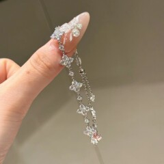 純銀s925高炭素ドリル四葉草手超フラッシュフランス高級感気質