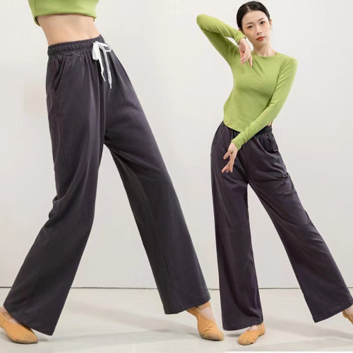 Dance wear spring and autumn new adult loose high-waisted wide-leg casual pants modern dance suit practice clothes for women Chinese dance