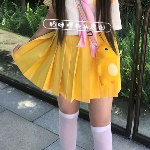 黄三本可爱JK水手服原创制服短袖基础中间新款学院软妹百褶裙套装