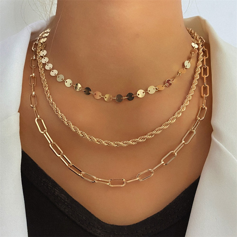Layered Necklaces Two-tone Delicate Chain Set Gold And Silver Mix_voghion.com