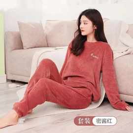 秋冬珊瑚绒睡衣仙女暖暖套装裤新款休闲长袖家居服加厚时尚女装冬