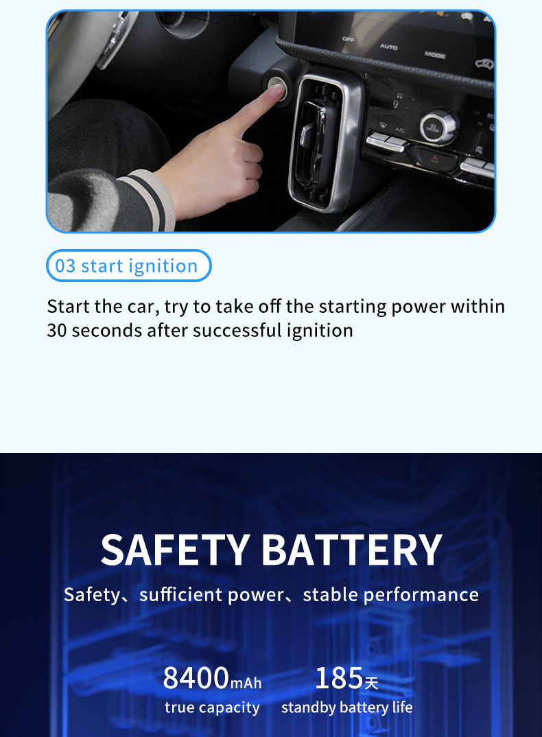 Car Air Pump, Wireless Portable Car Power Bank, Tire Inflator, Emergency Jump Starter, Cross-Border