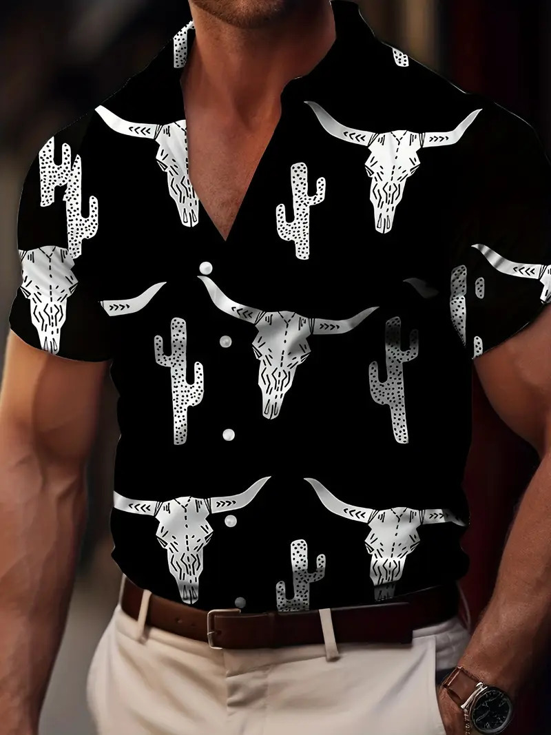 Camisa de manga corta con estampado de nota ancha popular retro de marca de moda europea y americana de verano 2024 para hombres MB1