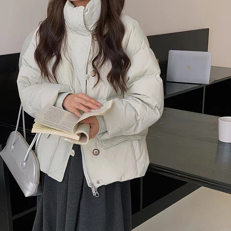 抗寒短款羽绒服女2025冬时尚加厚甜美学生狐狸毛领显瘦工装面包服