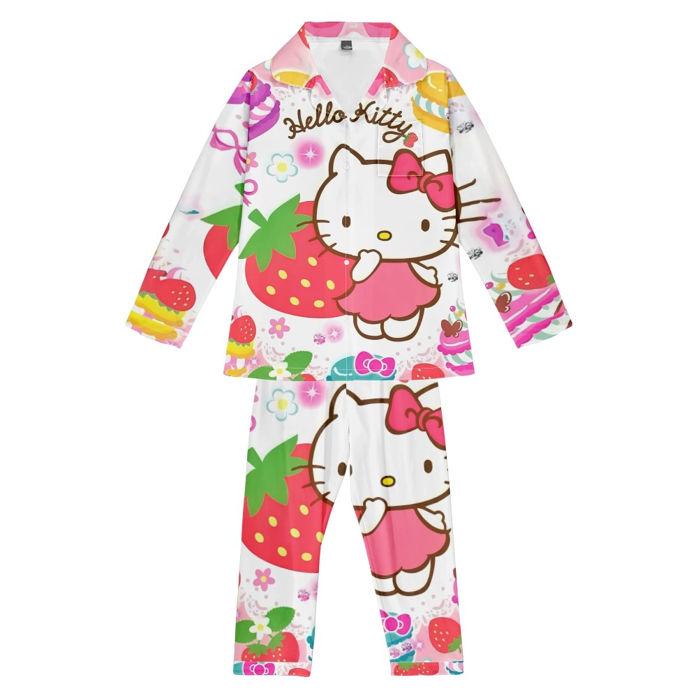 Hello kitty, брюки, рубашка, пижама, комплект для взрослых, 3D, детская одежда
