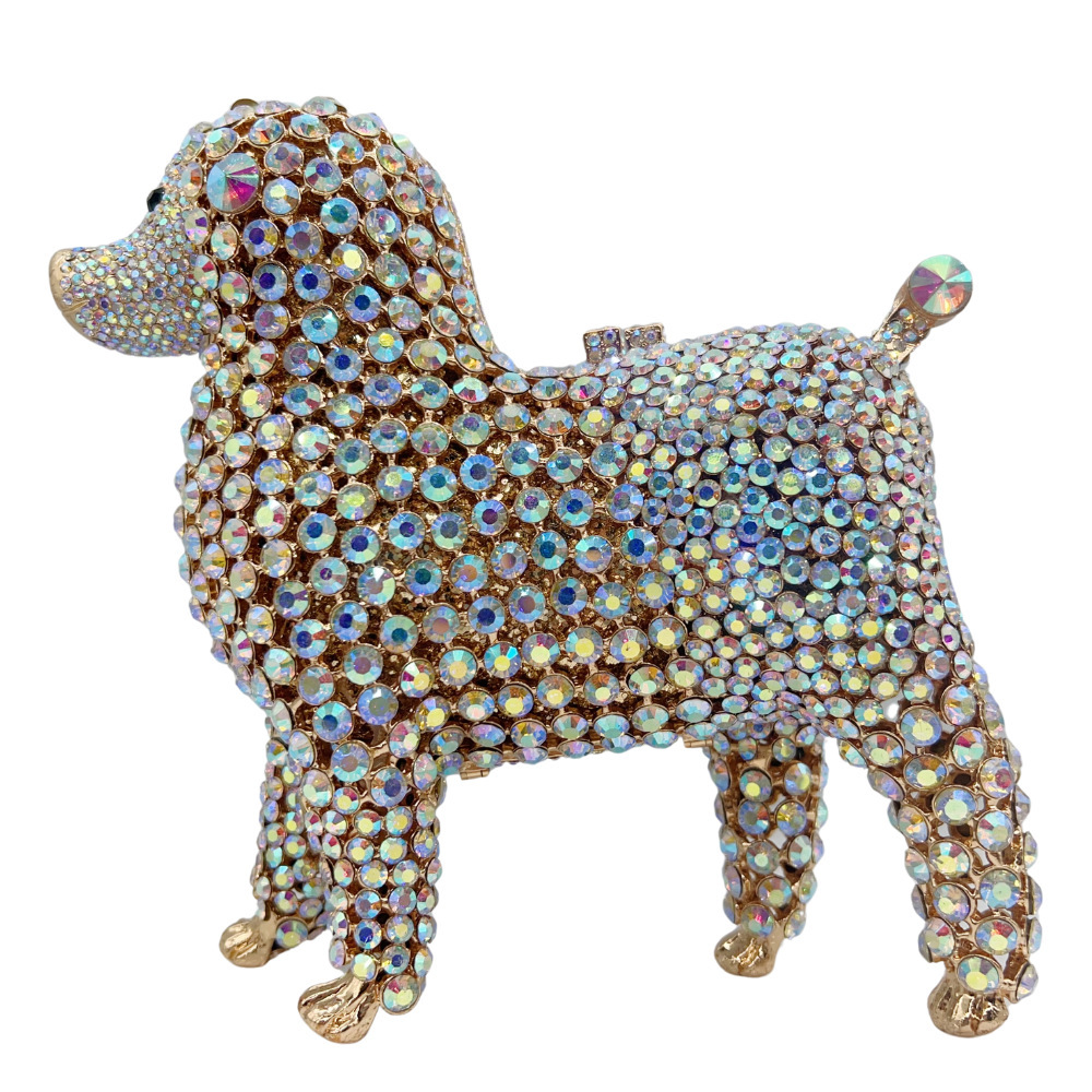 Animal transfronterizo perros diamantes bolsas de cena Europa y América banquete lleno de diamantes bolsas de mano bolsas de cena de mujer embragues de piedra