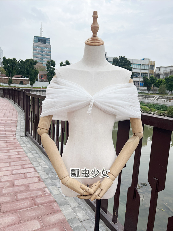 Wedding Dress Covering Arms, Bride's Tube Top Dress, One-Shoulder Veil Covering Arms, Lace Sleeves, Accessories Removable