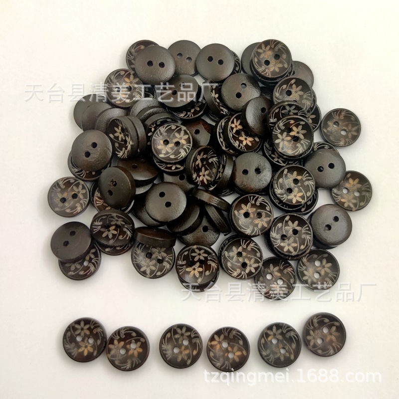 15mm negro/azul con caja de pintura Botón de tazón botón de madera hermosa decoración para niños Botón de madera en forma de tazón 100 piezas un paquete