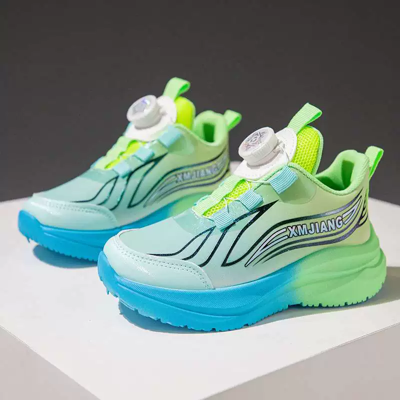 Детская спортивная обувь, весенне-осенняя новая обувь для мальчиков, кожаные водонепроницаемые баскетбольные кроссовки для мальчиков с вращающейся кнопкой для учащихся начальной школы