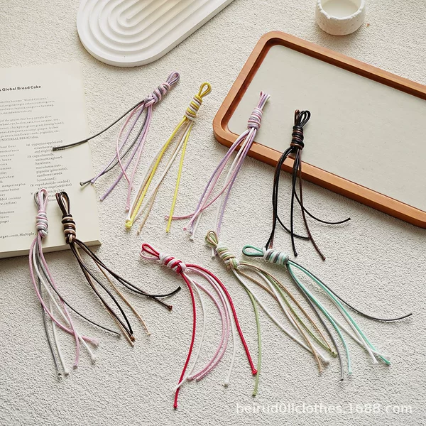 Ins Two-Color Braided Rope Pendant Leather Rope Accessories Keychain DIY Mobile Phone Chain Pendant Bag Pendant Creative Cute Pendant