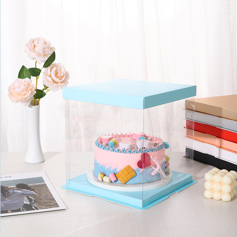 Caja de pastel transparente 4 pulgadas 6 pulgadas 8 pulgadas 10 pulgadas 12 pulgadas sola doble capa mayor cumpleaños hornear embalaje caja de pastel al por mayor