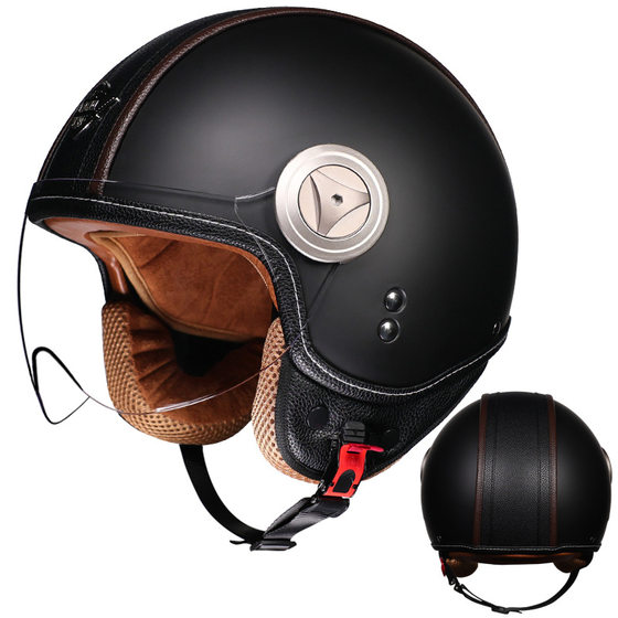 New 3C certification with endoscope retro helmet four seasons unisex 3/4 motorcycle electric bike riding helmet