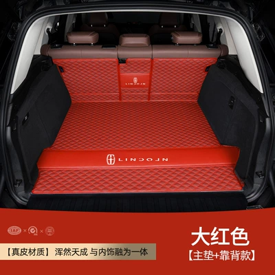 Trunk Mat | Trunk Mat - genuine-leather-red-main-cushion-backrest-embroidered-logo-other