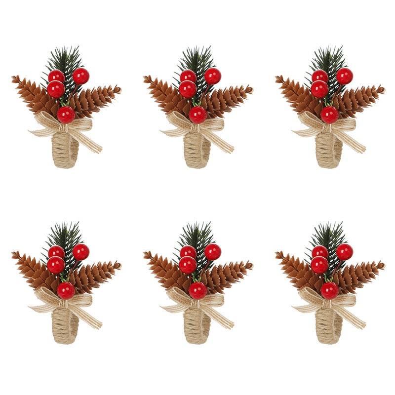 American-style simulated green plant napkin ring theme hotel natural series mouth towel ring Christmas dining table setting napkin clip