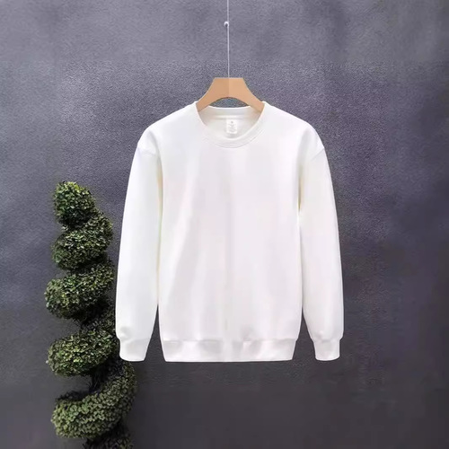 Men's Spring and Autumn Season Korean Style Trendy Loose Round Neck Solid Color Long Sleeve T-Shirt Compatible Casual Top