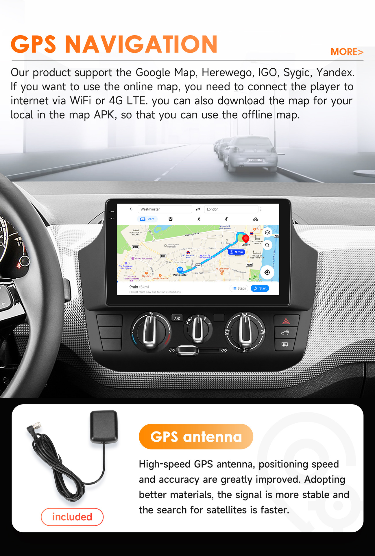 Suitable for 17-23 Models of Volkswagen Up, Android Large-Screen Navigation Gps, Bluetooth Reversing Camera, Carplay Manual Version