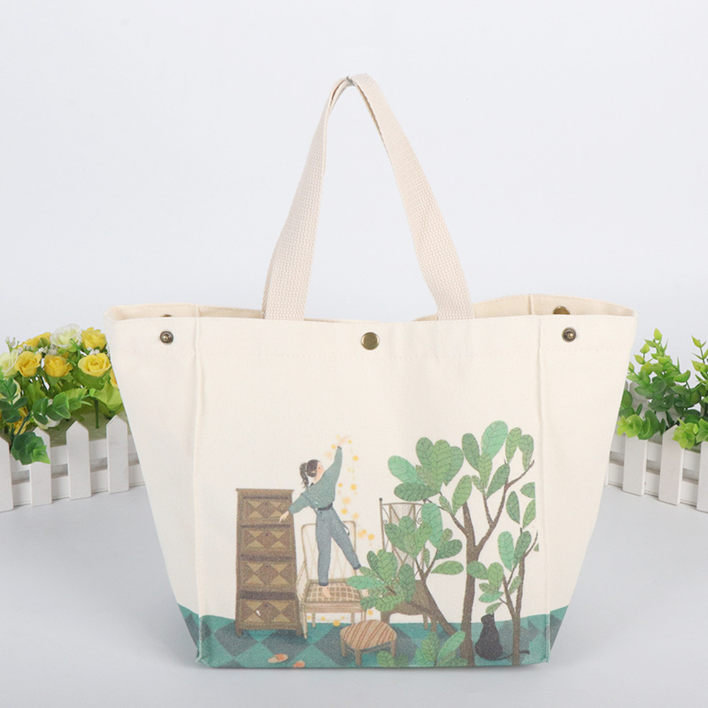 厂家批发帆布手提袋 纯色空白学生补习棉布袋 可加印LOGO设计图案