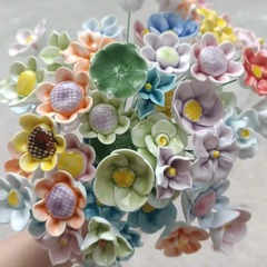 景徳鎮の陶磁器のシミュレーションの花の針金の花束のDIYの装飾品の手は陶磁器の花の永遠の花をつまみます。