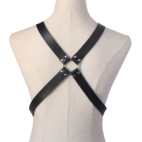 Manufacturer sells European and American PU quality punk wide men's belt restraints chain ring suspenders accessories straps