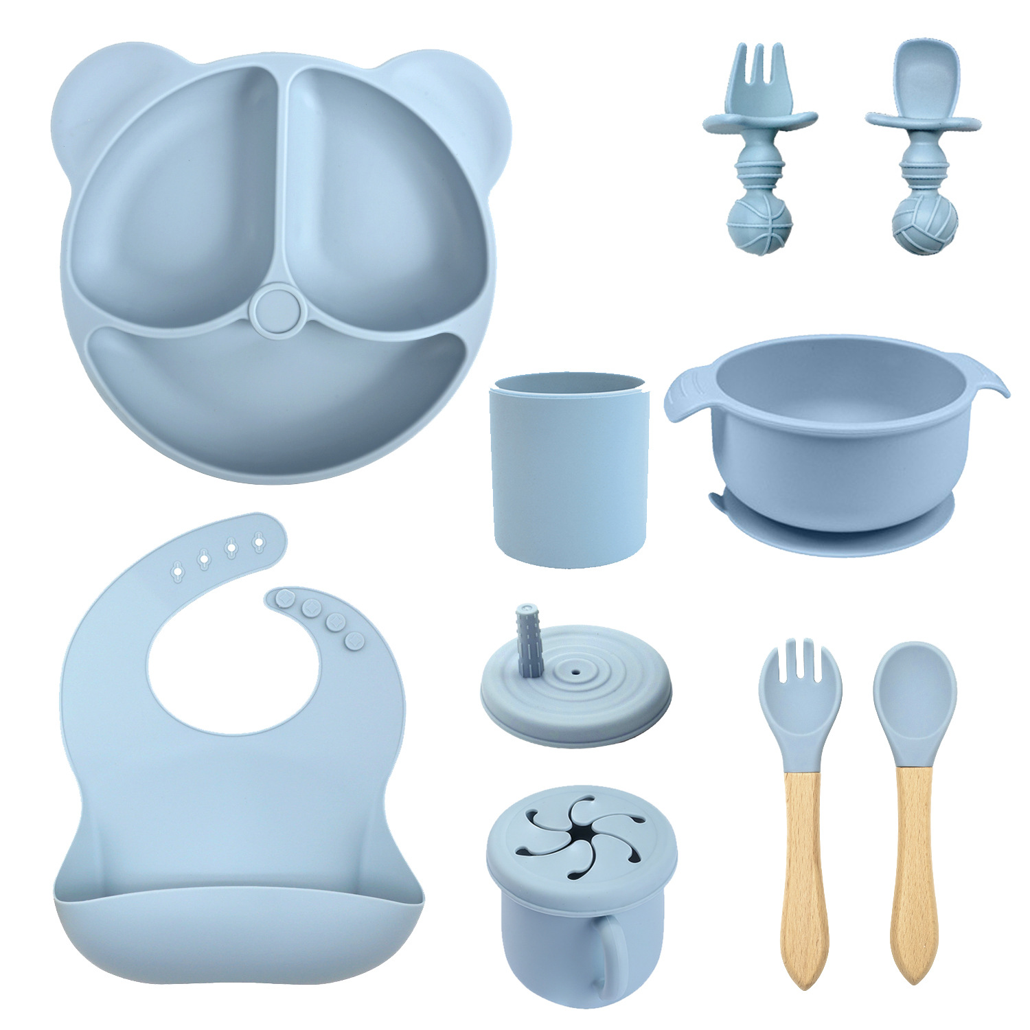 Placa de comedor para bebés silicona ventosas integradas placas de alimentos suplementarios para bebés placas divididas placas de alimentos suplementarios placas de cubierta para niños set de alimentación de cubiertos