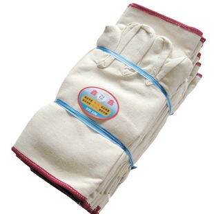 High Quality White Twill Composite Canvas Gloves Full Double Layer Canvas Gloves Thickened Labor Protection Handling Welder Protective Gloves