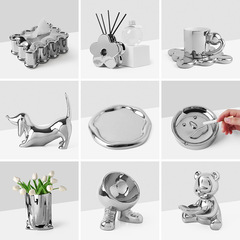 Baihanmei Creative Electroplated Ceramic Vase Decor for Living Room Soft Furnishing, Home Bar Cabinet TV Stand Display, Wholesale