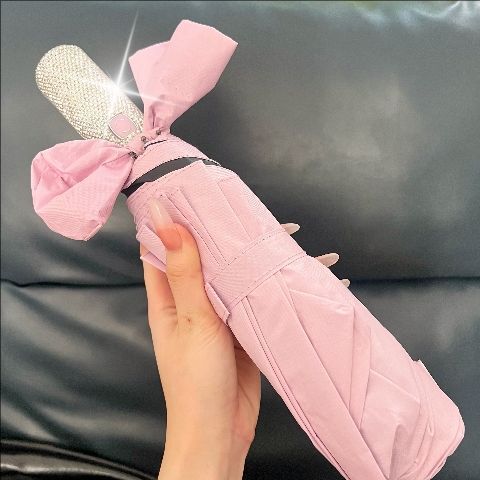 Diamond-encrusted 24-bone full-automatic umbrella women's diamond-encrusted sun umbrella sunscreen UV-protection folding umbrella for rain and shine