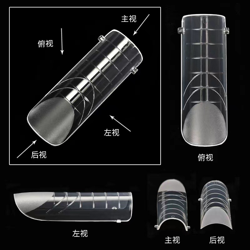 Transfronterizo nuevo molde de esmalte de uñas extensión de mano sin papel clavo de cristal semi-esmerilado 120 piezas de uñas con escala de uñas