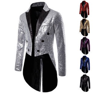 Amazon Cross-Border Foreign Trade Men's Suit Tuxedo Banquet Nightclub Performance Sequin Fashion Design Men's Jacket