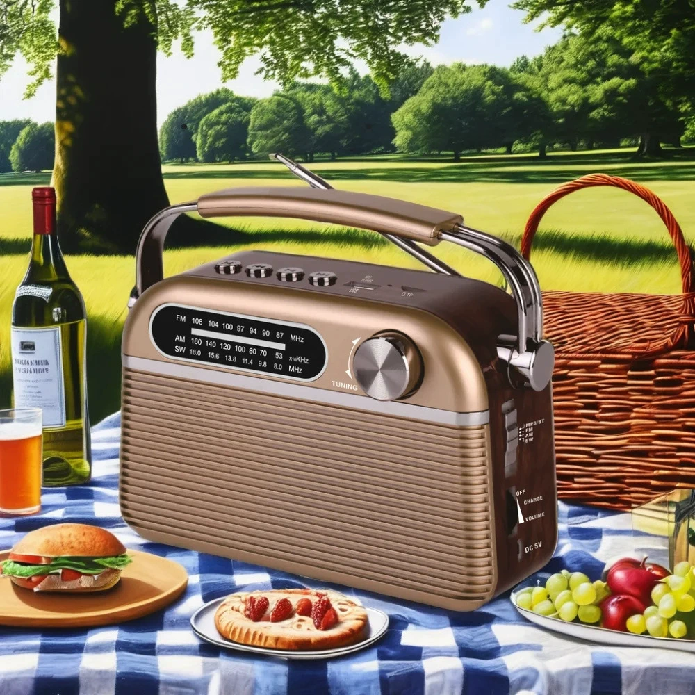 Новая модель портативного многофункционального ретро-радиоприемника с поддержкой Bluetooth и карт памяти, перезаряжаемый, для международной торговли