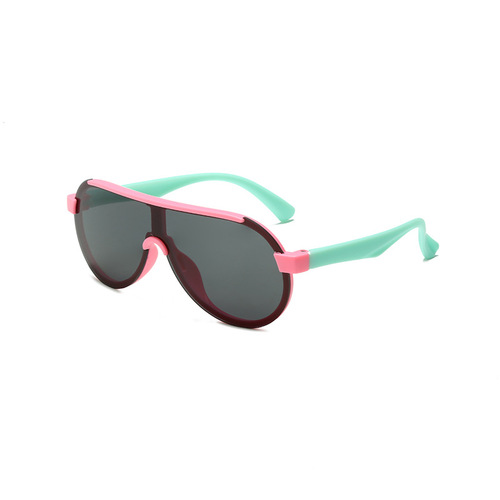  New Model One-Piece Children's Sunglasses Classic Pilot Frog-Eyed Glasses Large Frame for Boys and Girls Sunshades