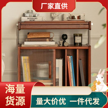 实木杂志柜边柜收纳柜北欧日式展示柜书架客厅卧室复古边几置物柜