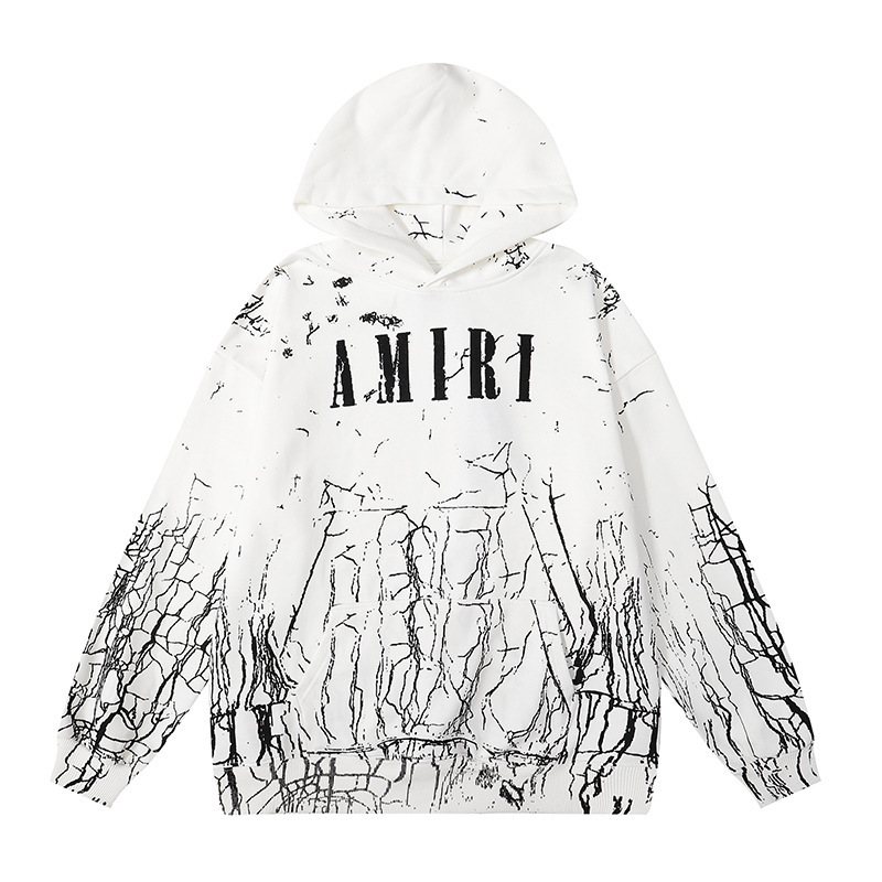 アメリカンストリート Amiri ニッチハイストリート男性と女性のカップルソリッドカラーコットンプリントプルオーバースウェットシャツレトロパーカー|undefined