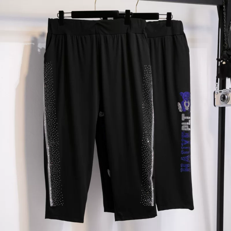 Elastic trousers, plus size, high waist