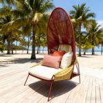 北欧户外沙发庭院室外躺椅别墅花园露天阳台休闲沙发手工绳编躺椅