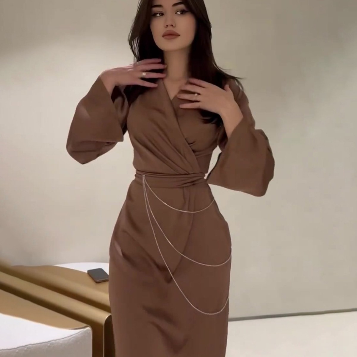 Women's Solid Color Elegant Long Waist Dress