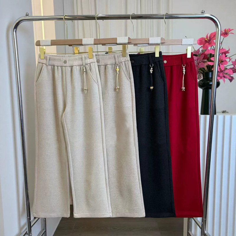Women's Pants New Autumn Collection Milanese Draped Slim Straight Pants Loose Plus Size Casual Pants Elastic Waist Wide Leg Pants Women's Pants New Autumn Collection Milanese Draped Slim Straight Pants Loose Plus Size Casual Pants Elastic Waist Wide Leg Pants