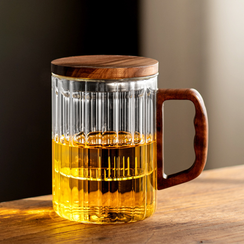 Taza de vidrio vertical de tres piezas, taza de té separada, taza de agua de oficina personal, taza de agua doméstica con tapa de filtro, taza de té de flores image 7