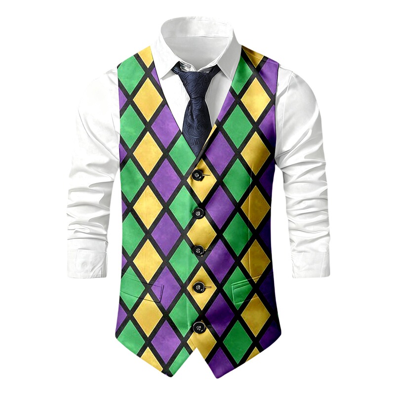 Independent Site Order Placement for Foreign Trade New Christmas Men's Fashion Suit Vest with Printed Casual Vest S-4Xl