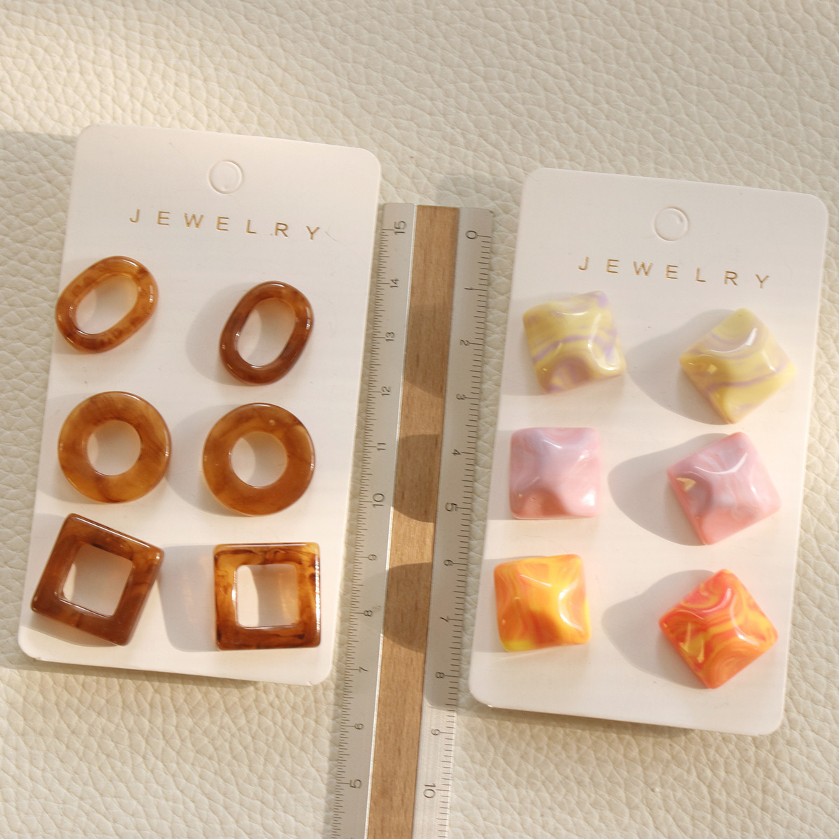 20g Weight Earrings Event & Party Supplies Ear Studs Classification 1 Set Simple Style Round Square Hollow Out Arylic Ear Studs