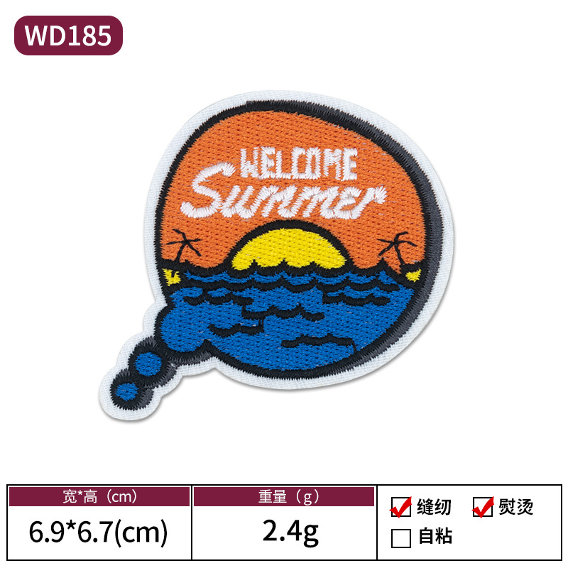 Verano vacaciones de playa tema bordado pegatinas de tela bikini soleado playa estilo hawaiano Patch Zhangzai