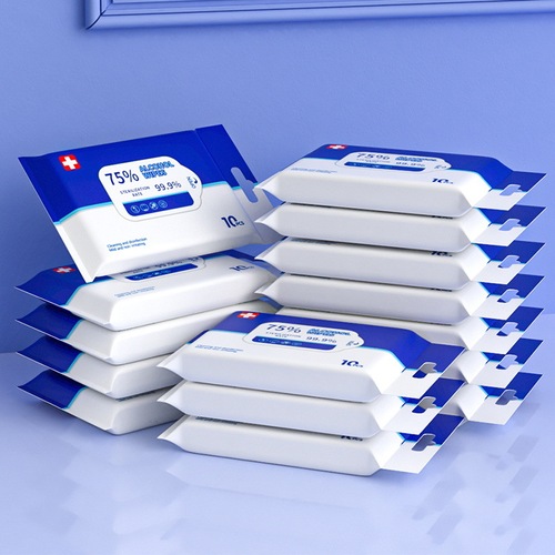 10 pieces of extra thick and large size disinfectant wipes, 75% alcohol wipes, cleaning and care mini pack wipes