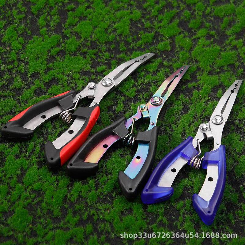 屋外ステンレス鋼釣りプライヤー、釣り糸カッター、魚のフックコントロール、ループオープナー、多機能釣具、カラーチタンイーグルビークリューパー|undefined