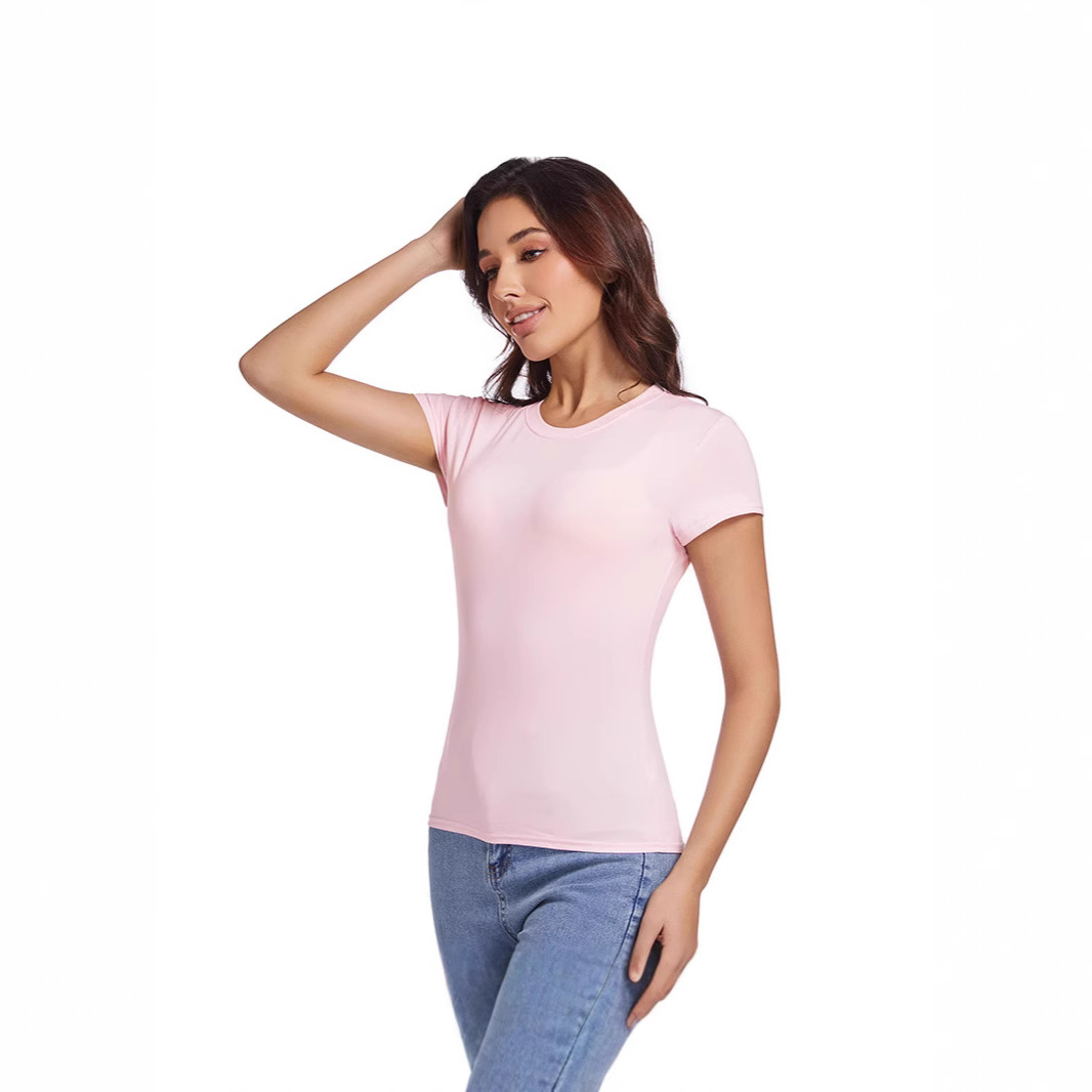 Cross-Border European and American Women's Short-Sleeved Yoga Fitness T-Shirt Sports Running Quick-Drying Top Slim Short t Source Customization